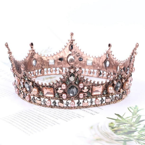 FRCOLOR Baroque Queen Tiara Crown Black Crystal Bride Tiara Queen Crowns Wedding Vintage Crown for Party Wedding Banquet